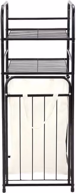 Kelvenix Black Metal Laundry Dirty Clothes Storage Basket Shelf Rack Organizer – 1