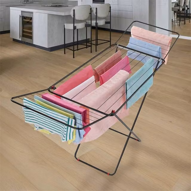 Nordara 18M Winged Concertina Clothes Airer Dryer Rack in Black
