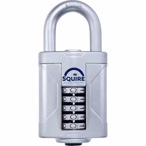 Squire Vulcan Combi 60 Heavy Duty Combination Padlock, Blue and Silver, 60 mm