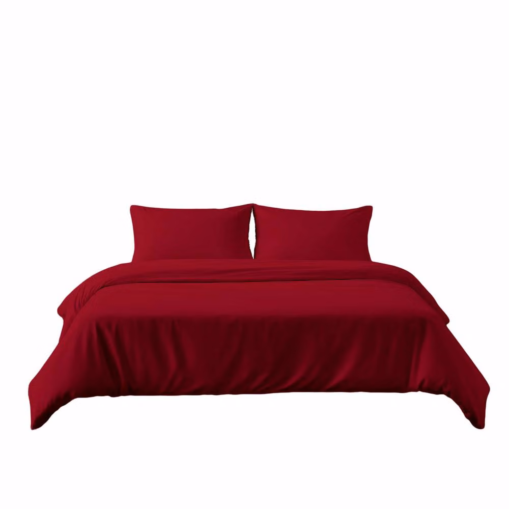 Snug City Red Microfibre Soft Touch Duvet Cover and Pillowcase Set, Super King, W: 200 cm x L: 200 cm – 2