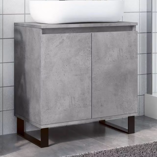 Berkfield Home Industrial Bathroom Cabinet in Concrete Grey, W/D/H: 58 x 33 x 60 cm – 1