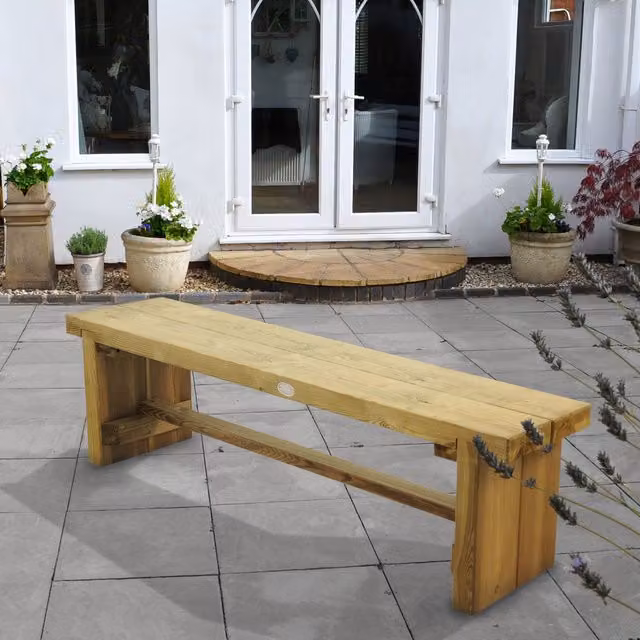 Forest Rustic Wood Double Sleeper Bench in Natural