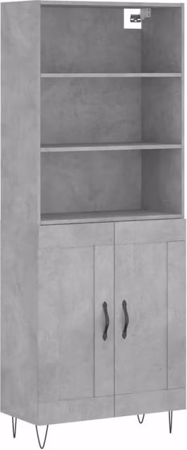 Berkfield Home Highboard in Concrete Grey, W/D/H: 69.5 x 34 x 180 cm – 1