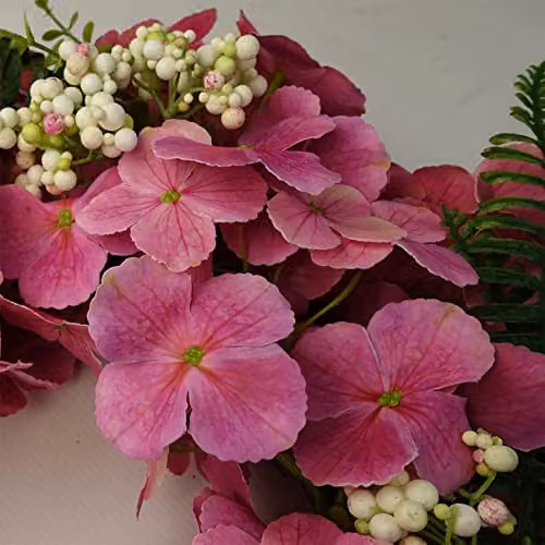 Leaf Design Pink Artificial Floral Blossom Wreath, Diameter: 40 cm – 3