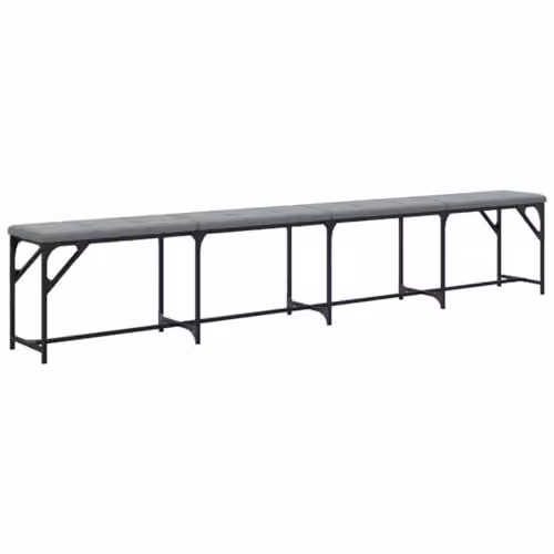 vidaXL Modern Dining Bench in Grey Fabric and Metal, W: 248 cm, D: 32 cm, H: 45 cm