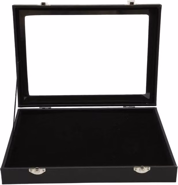 FLAVORA Black Medal and Badge Storage Display Case with Acrylic Inserts – 1