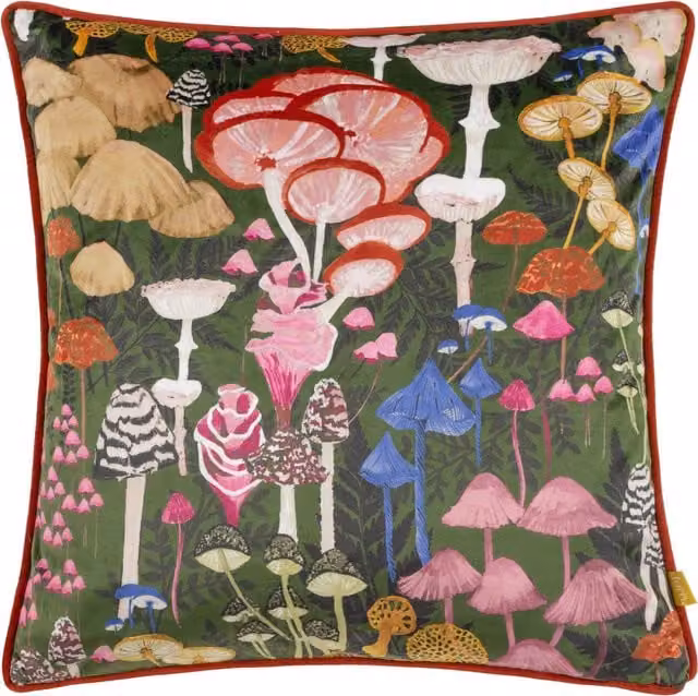 Terrys Green Velvet Floral Square Cushion 43 x 43 cm