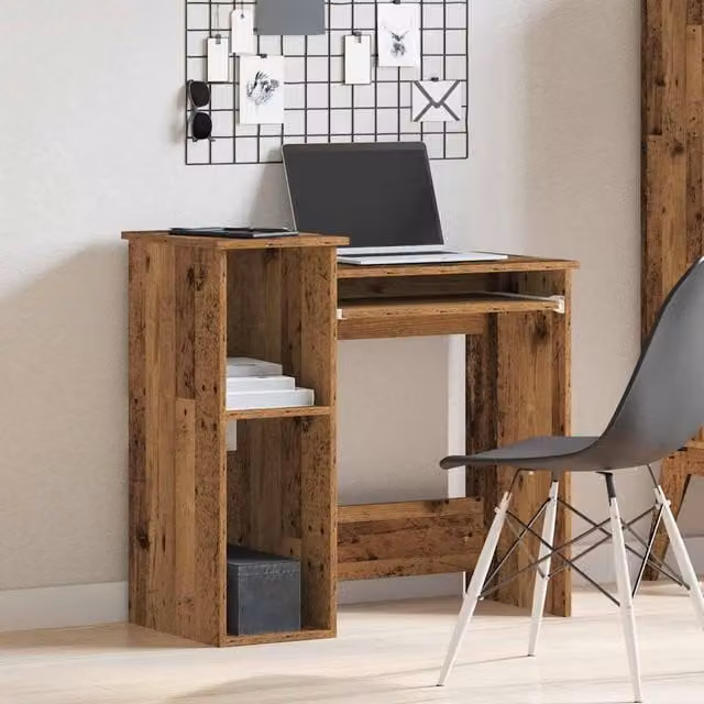 Berkfield Home Decorative Writing Desk with Shelves in Brown, W/D/H: 84 x 40 x 78 cm