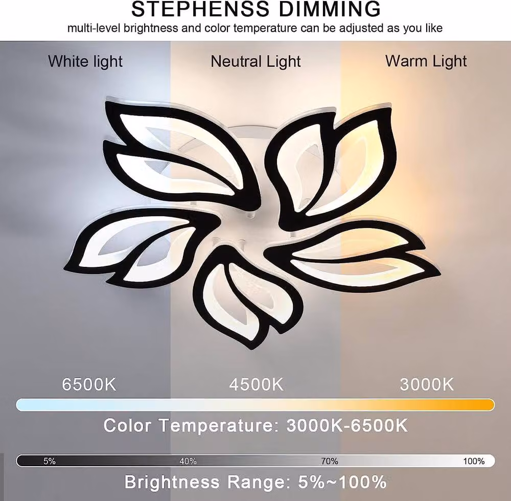 Pheashine Modern LED Ceiling Light, 45W Dimmable with APP Control, Black, Diameter: 55 cm – 3