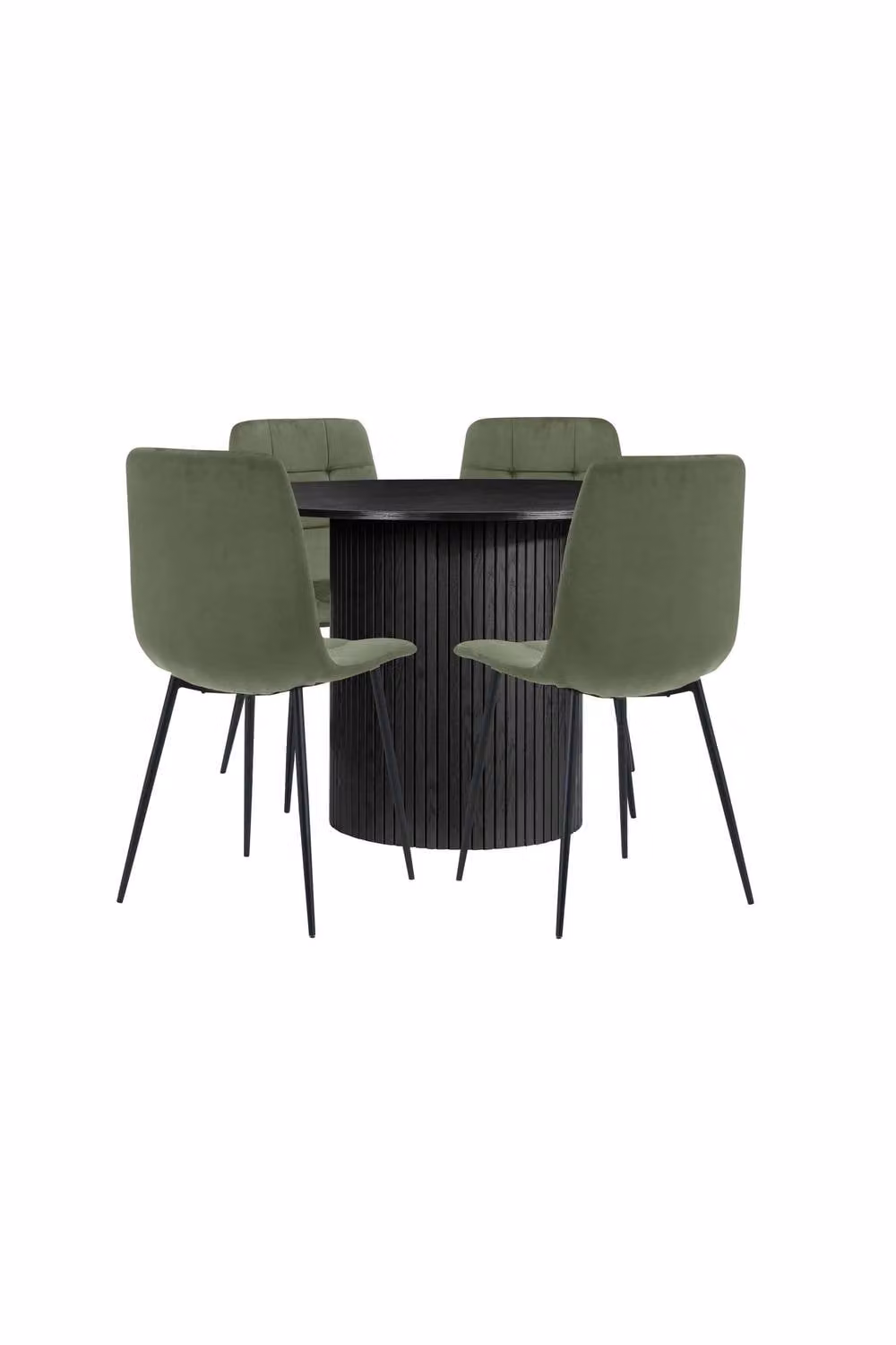 Birlea Axel Round Fluted Dining Table and 4 Chairs Set in Black – 3