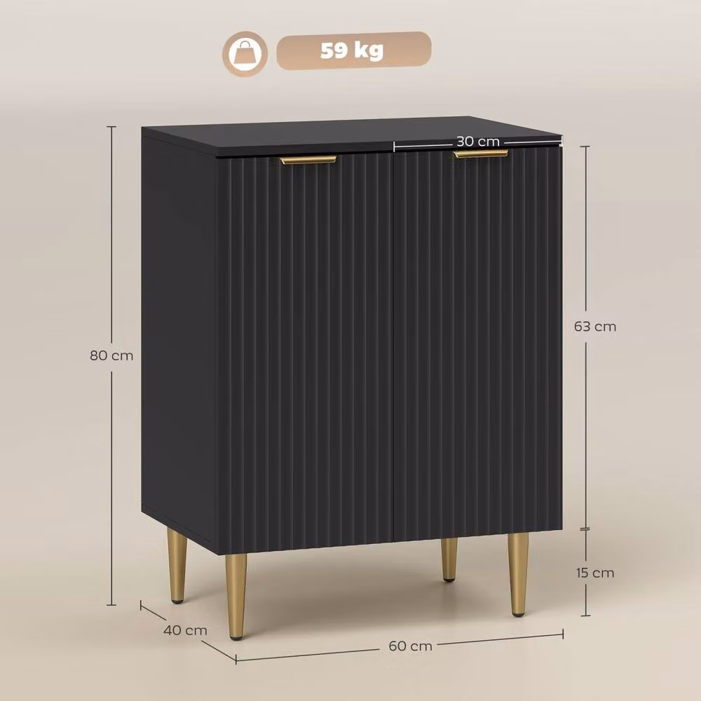 Wyld Haus Sutto Black Etched Sideboard with Gold Accents and Ribbed Doors – 4