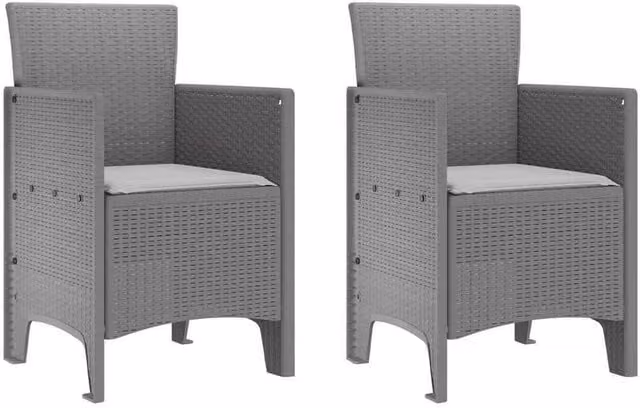 Berkfield Home Set of 2 Modern Grey Polyethylene Rattan Garden Chairs – 1