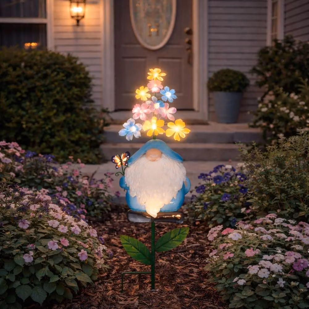 Gardenwize Solar Powered Blue Gnome Decorative Stake Light with LEDs – 2