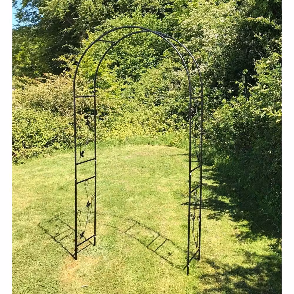 SPETLEK Black Metal Garden Archway Climbing Plant Support, H 220 x W 114 x D 38 cm – 3