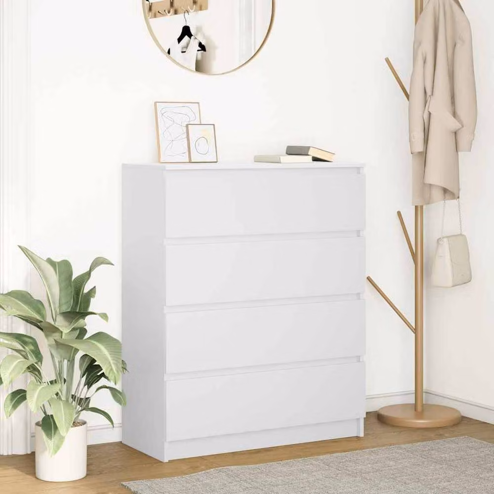 Berkfield Home White Minimalist Sideboard in Engineered Wood W/D/H: 80 x 35 x 99 cm – 1