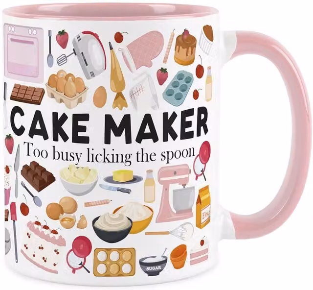 Purely Home Pink Ceramic Novelty Cake Maker Mug