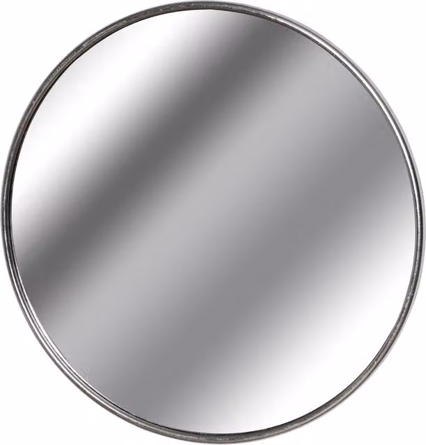KDMK Large Round Metal and Glass Wall Mirror in Silver, Diameter: 125 cm