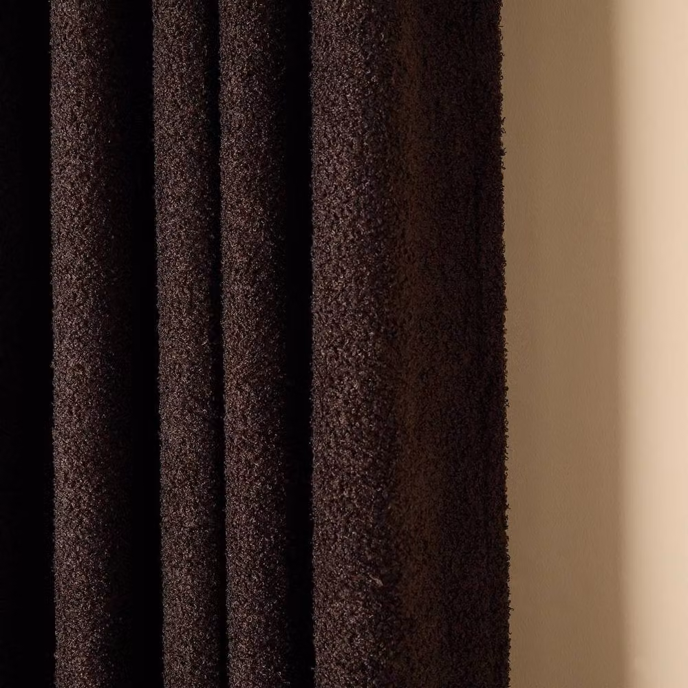 OHS Pair of Brown Boucle Blackout Eyelet Curtains, Width: 228 cm, Drop: 228 cm – 2