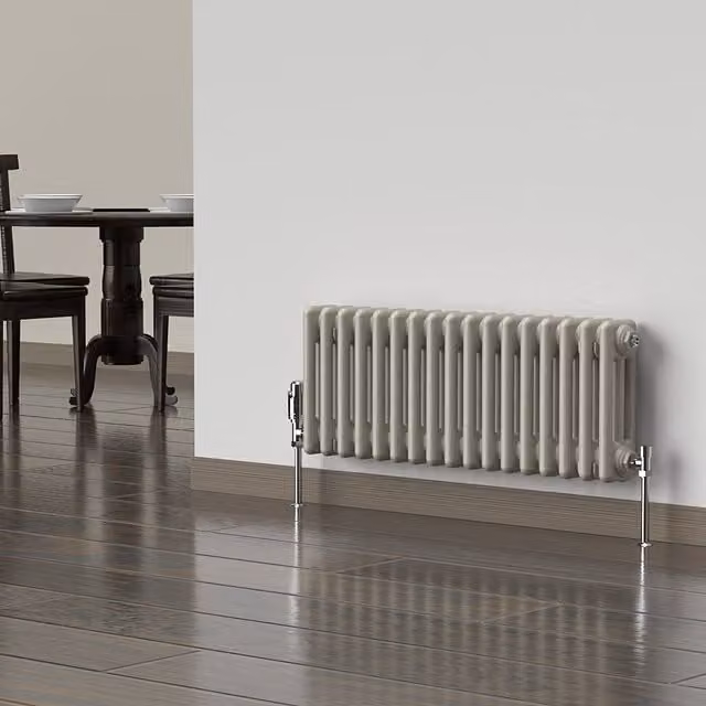 Lux Heat Horizontal 3 Column Steel Radiator in Dune Grey, W: 78.5 cm, H: 30.0 cm