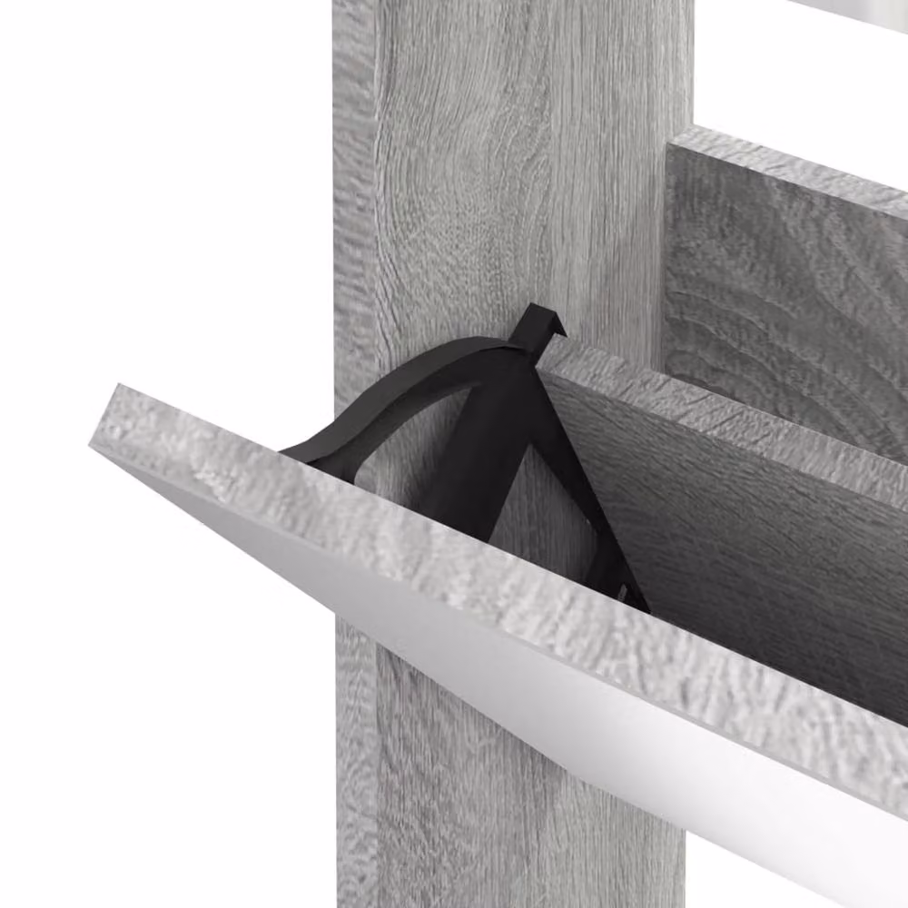 Berkfield Home 3-Layer Shoe Cabinet with Mirror in Grey Sonoma, W: 63 cm, D: 17 cm, H: 102.5 cm – 2