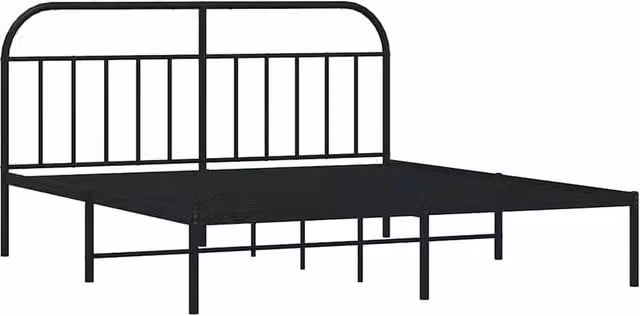 Berkfield Home Metal Bed Frame with Headboard in Black, Super King, W/D/H: 180 x 200 cm