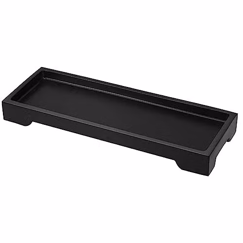 SAMTEK Black Resin Silicone Bathroom Vanity Tray and Soap Dish Countertop Organiser