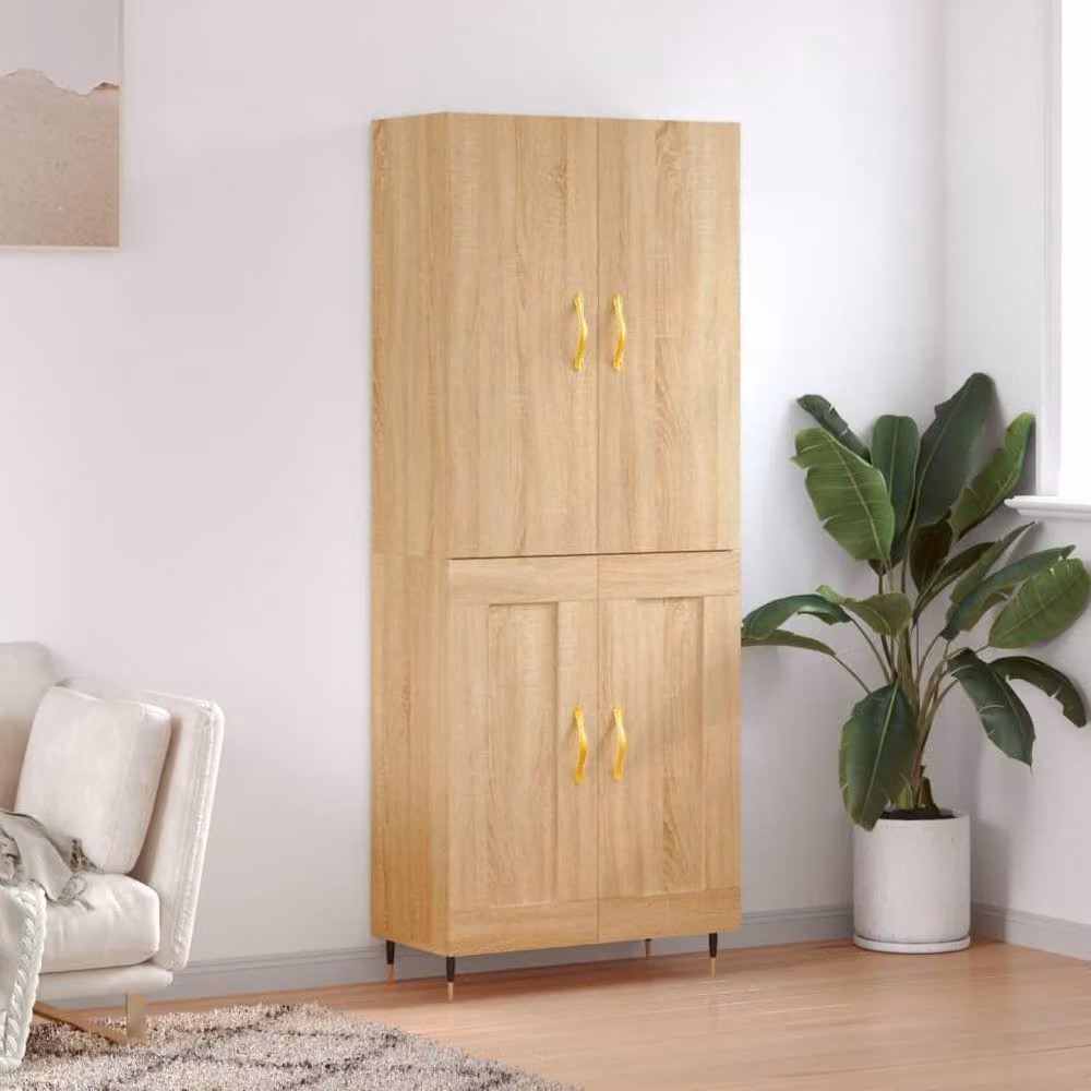 Berkfield Home Sonoma Oak Highboard in Beige, W/D/H: 69.5 x 34 x 180 cm – 2