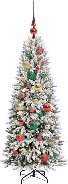 Berkfield Home Green Artificial Christmas Tree with 150 White LEDs, W/D/H: 53 x 53 x 120 cm