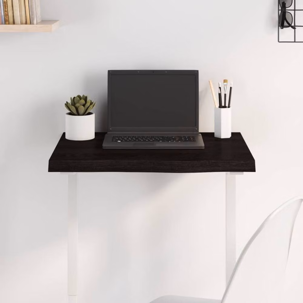 Berkfield Home Rectangular Live Edge Oak Table Top in Dark Grey, W: 60 cm, D: 40 cm, H: 2-4 cm – 2