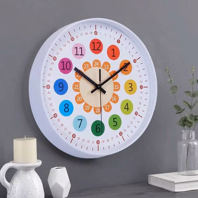EONLION White Round Silent Wall Clock with Modern Geometric Design, Diameter: 100 cm