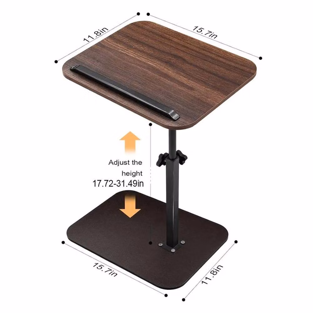 KORVIXA C-Shaped Sofa Side Table and Laptop Coffee Table in Brown – 2