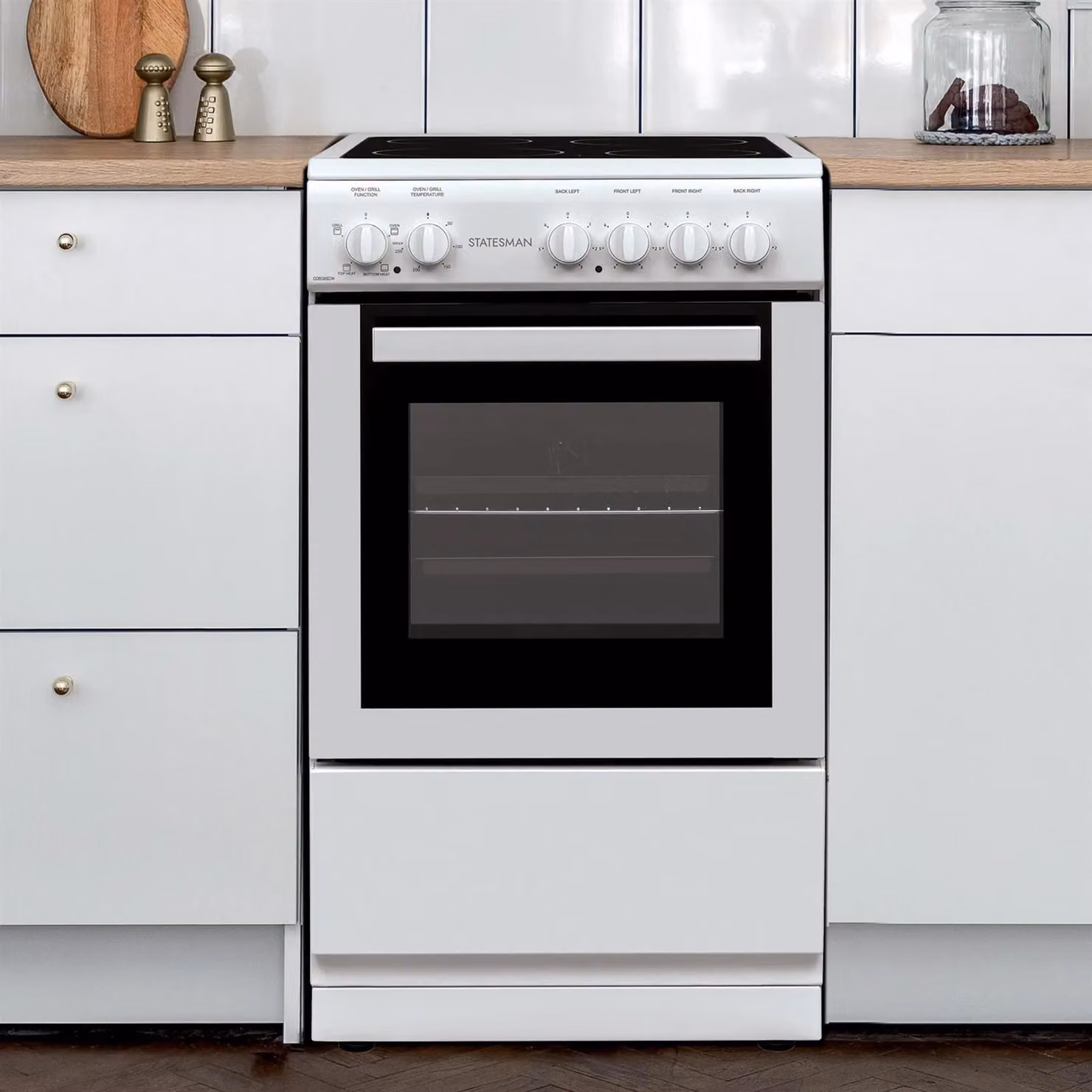 Statesman Freestanding Single Cavity Electric Cooker with 4 Ceramic Hobs and Grill, White – 3