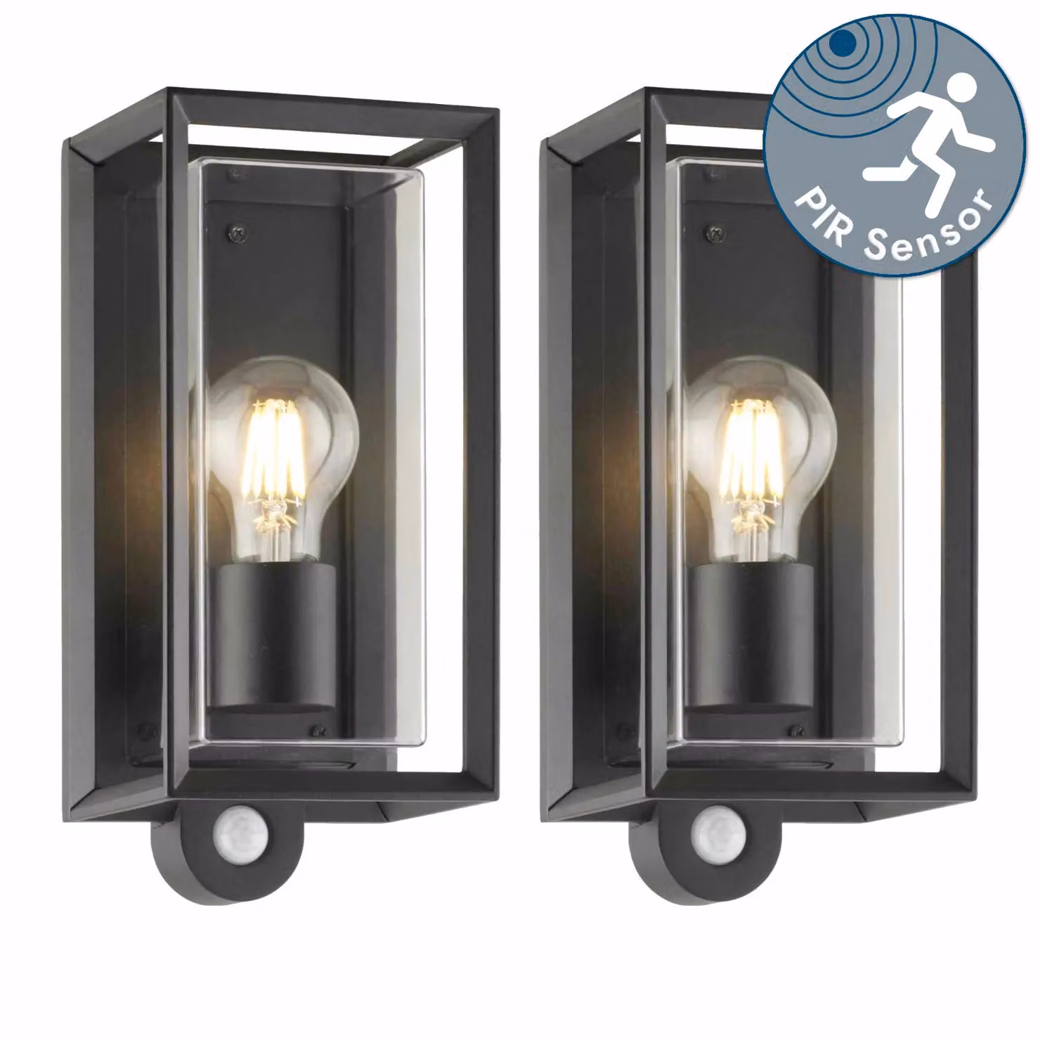 First Choice Lighting Brandon Set of 2 Black Motion Sensor Outdoor Wall Lights with Timer and LED Compatibility – 2