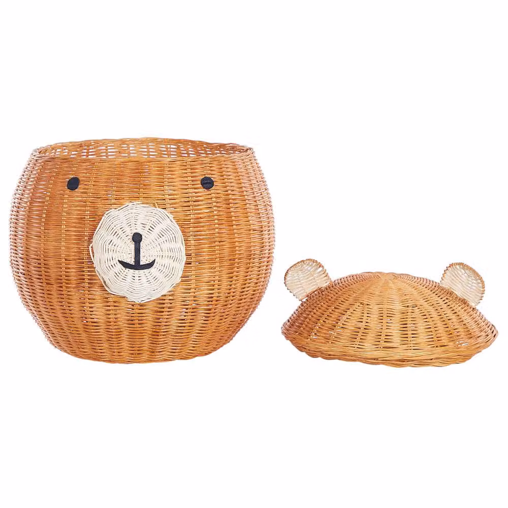 Wyld and Coco Bear-Shaped Natural Rattan Toy Hamper in Brown and Beige, W/D/H: 43.0 x 42.0 cm – 3