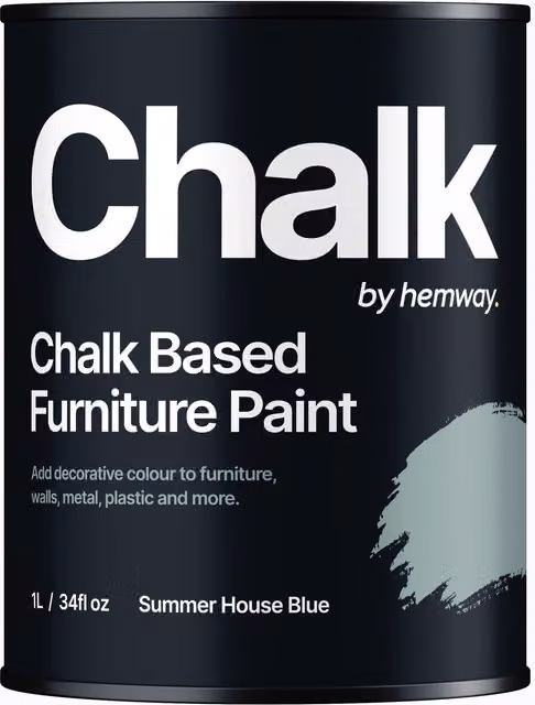 Hemway Chalk Based Furniture Paint in Summer House Blue, Flat Matt, 1L
