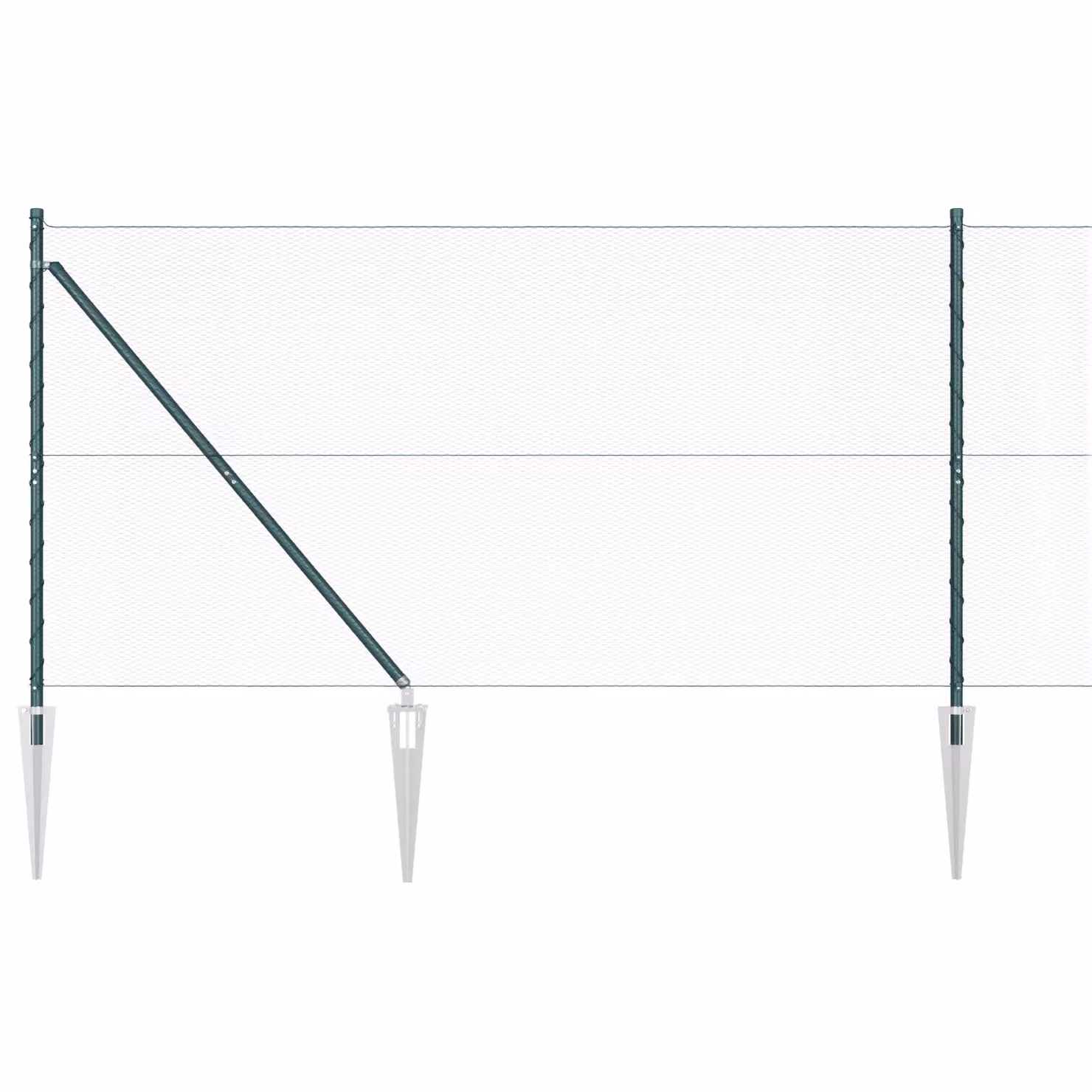 Berkfield Home Green PVC Coated Steel Hexagon In-Ground Fence, H: 1.2 m x W: 50 m – 2