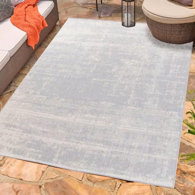 Desire Rugs Modern Abstract Silver Machine Woven Waterproof Indoor Outdoor Rectangular Rug, W: 120 cm, L: 170 cm