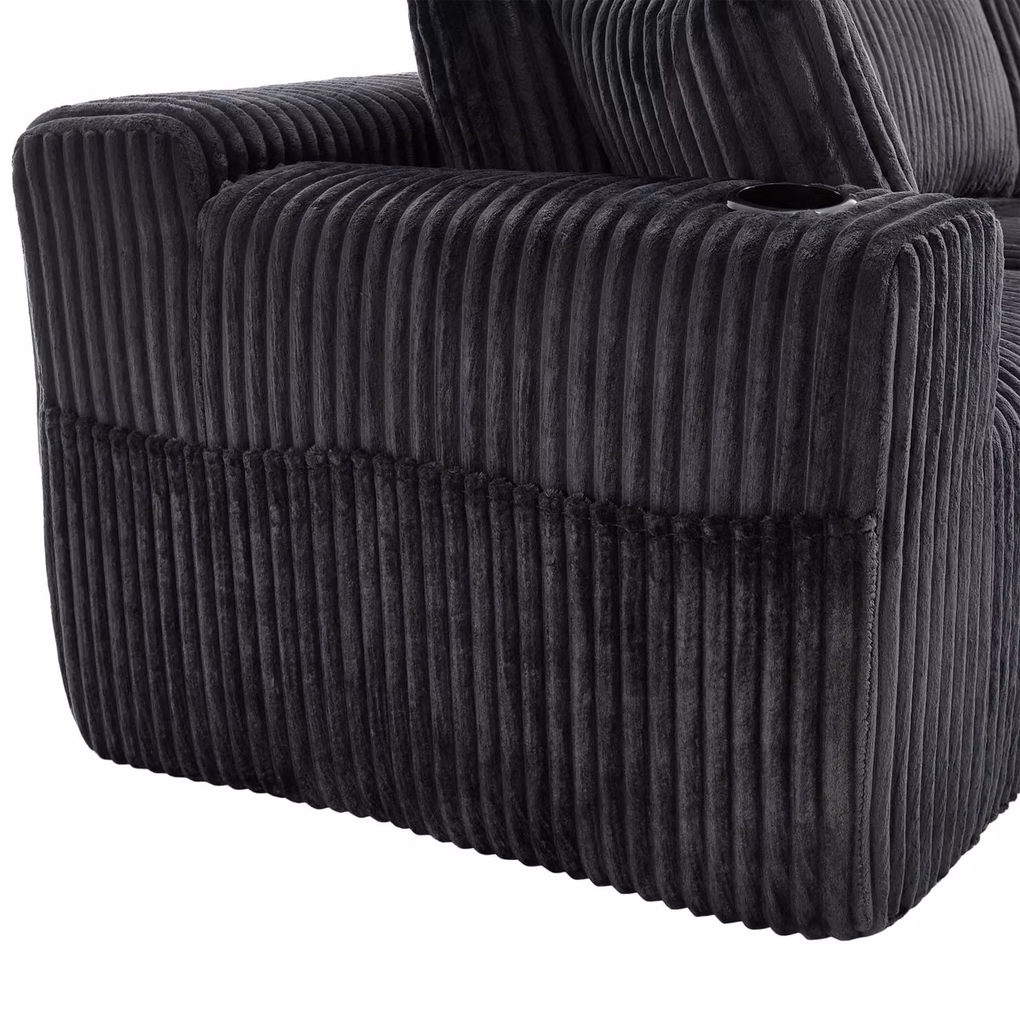 Aosom UK Modular L-Shaped Sectional Sofa in Grey Corduroy with Deep Seats and Reversible Design, W/D/H: 257 x 160 x 80 cm – 7