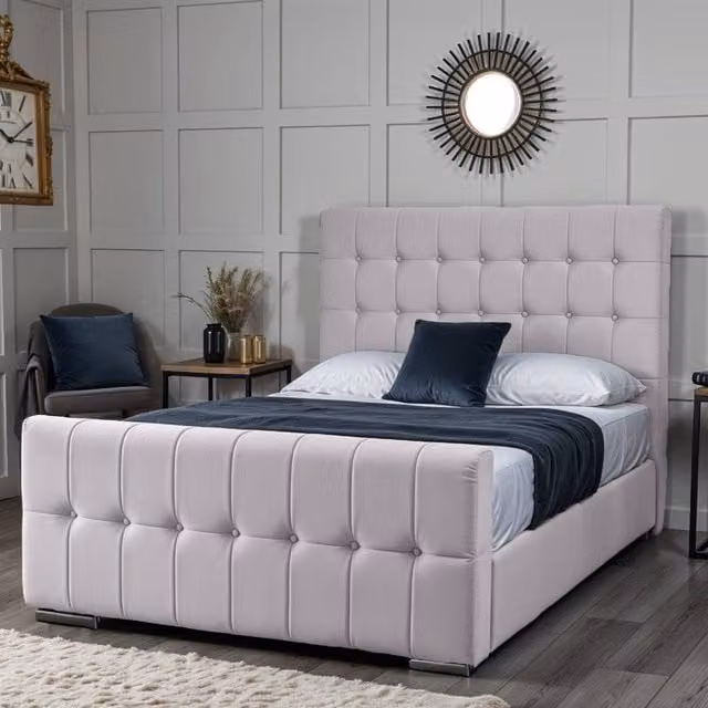 UK Bed Furniture Orlando Upholstered Bed in Silver, Size: 180 x 200 cm – 1