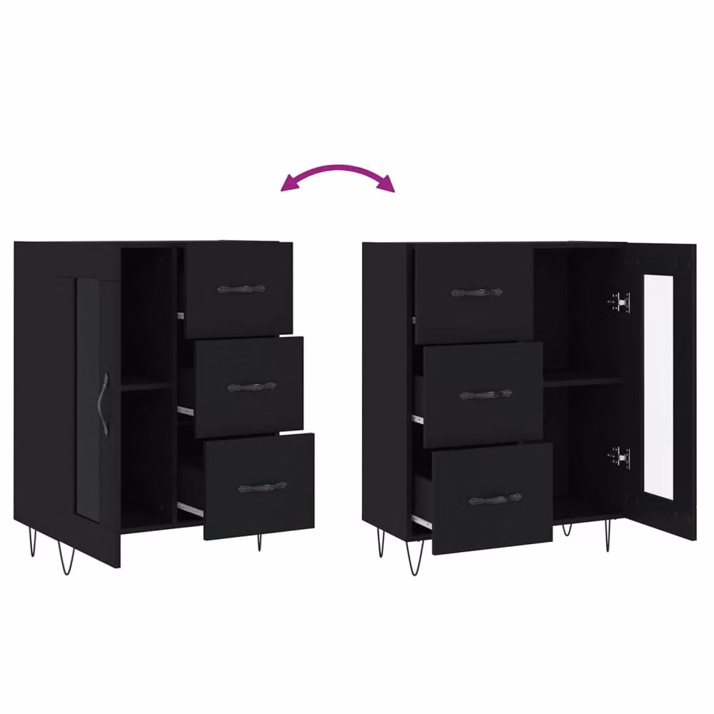 Berkfield Home Modern Black Sideboard W/D/H: 69.5 x 34 x 90 cm – 5