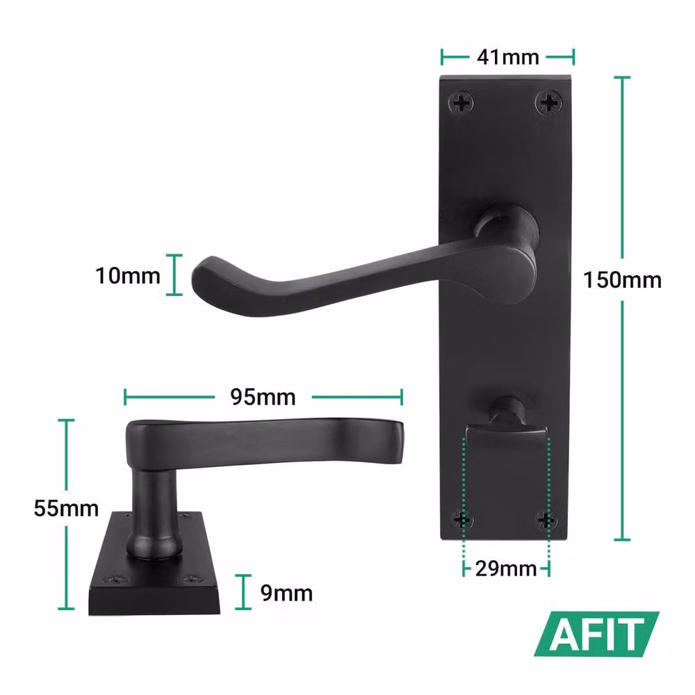 AFIT Matt Black Scroll Bathroom Privacy Door Handle, 1 Pair, W/H: 15.0 x 15.0 cm – 2