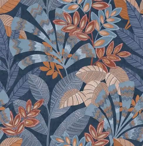 Crown Asha Navy Blue Botanical Floral Washable Wallpaper Roll