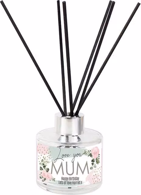 Personalised Memento Company Women's Personalised Abstract Rose Reed Diffuser in Clear Glass