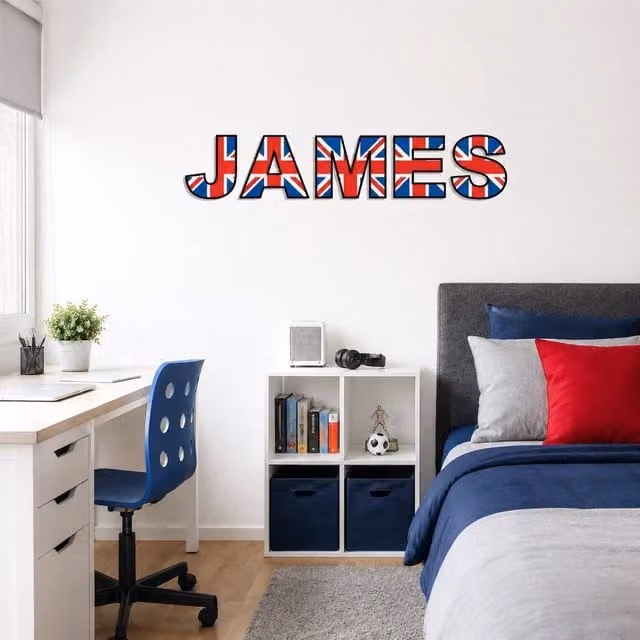 60 SECOND MAKEOVER Personalised Union Jack Name Wall Sticker Decal, Multicolour, 150 cm