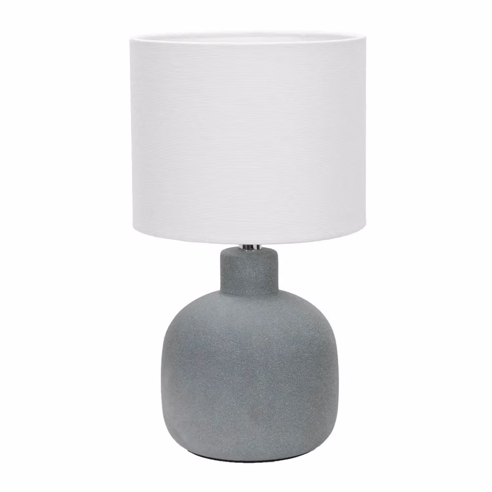 ValueLights Chelsea Grey Ceramic Table Lamp with Natural Linen Shade – 2