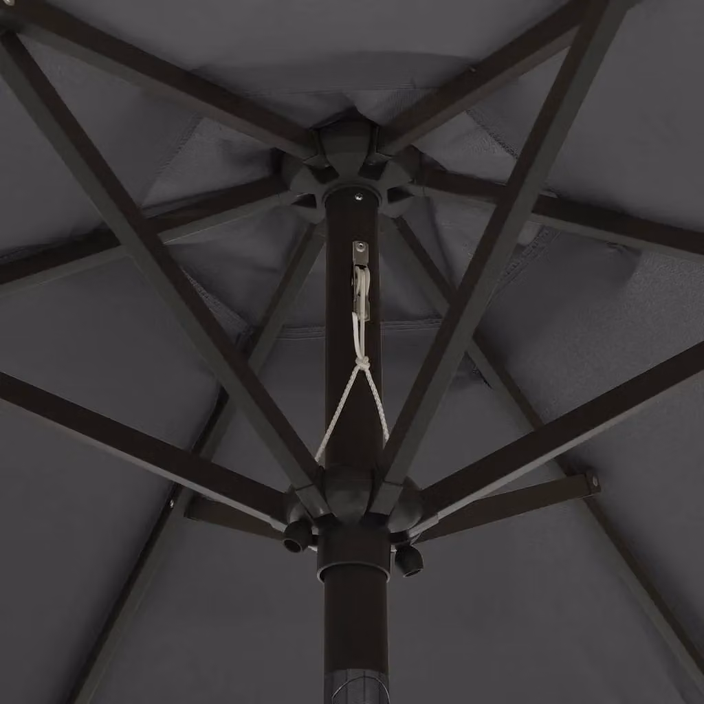 Berkfield Home Anthracite Parasol with LED Lights and Black Aluminium Frame, W: 200 cm, H: 211 cm – 2