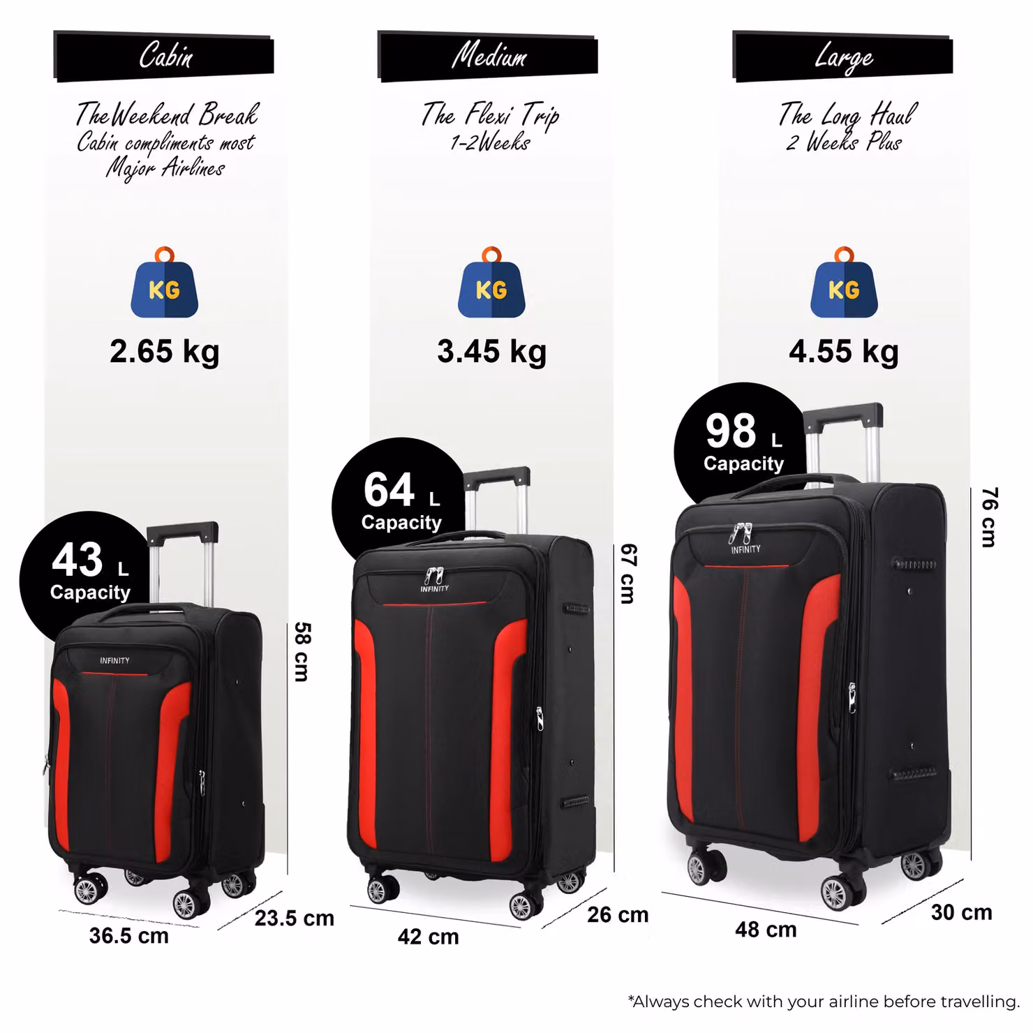 Infinity Leather Expandable Soft Shell Suitcase and Carry On Cabin Bag Set, Black – 2