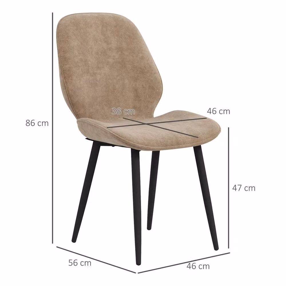 KORVIXA Set of 2 Brown Upholstered Modern Dining Chairs with Metal Frame – 2