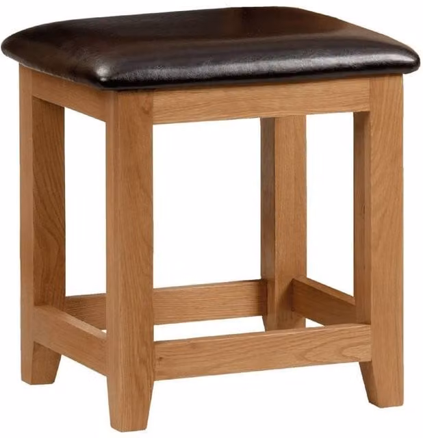 Cheshire Premium Kingsley Dressing Stool in Light Brown with Oak Wood Frame and Synthetic Leather – 1