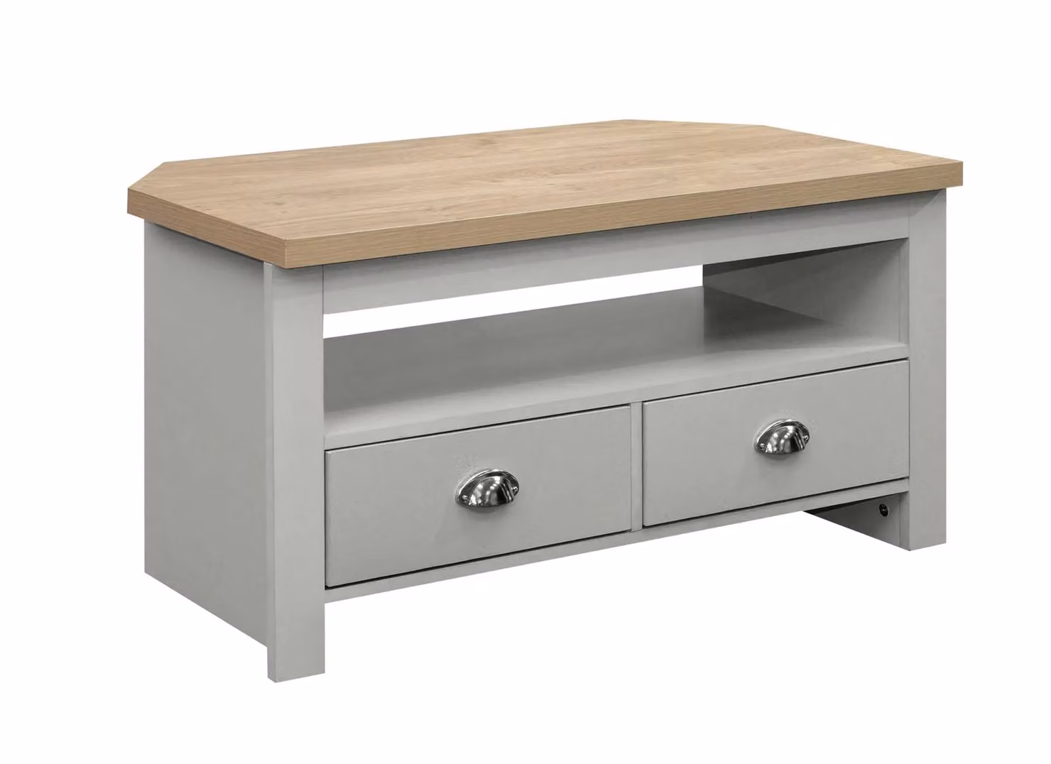 Birlea Highgate Corner TV Unit in Grey and Oak Effect Shabby Chic Style – 2